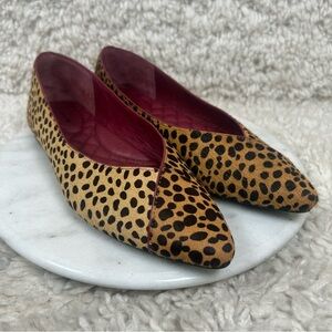 Birdies The Goldfinch Mini Cheetah Tipped Calf Hair Flats Shoes Size 7.5